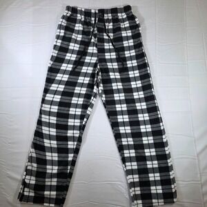 black and white plaid fleece lounge pants size large